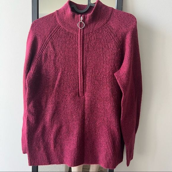 NWT Reitmans Ribbed Mock Neck Half Zip Pullover, soft and lightweight - Picture 1 of 8